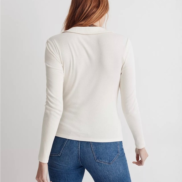 NWT Madewell ribbed collar cardigan in ivory. Size XS - Picture 2 of 4
